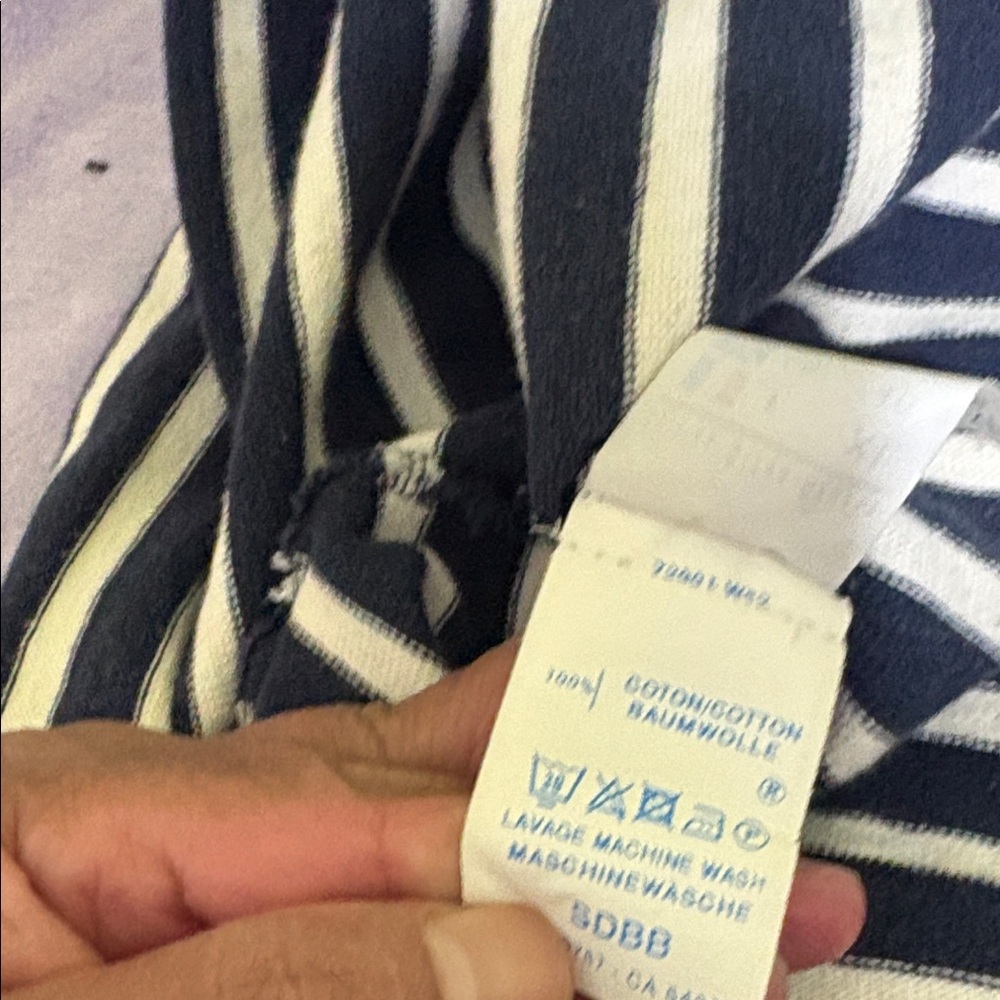 Saint James Navy and White Striped Long Sleeve Tee - Picture 5 of 10
